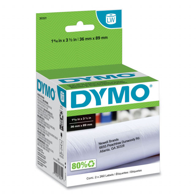 Dymo 30344 Red Border Shipping Labels, White