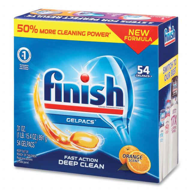 Dish Detergent Gelpacs, Orange Scent, 54/Box, 4 Boxes/Carton
