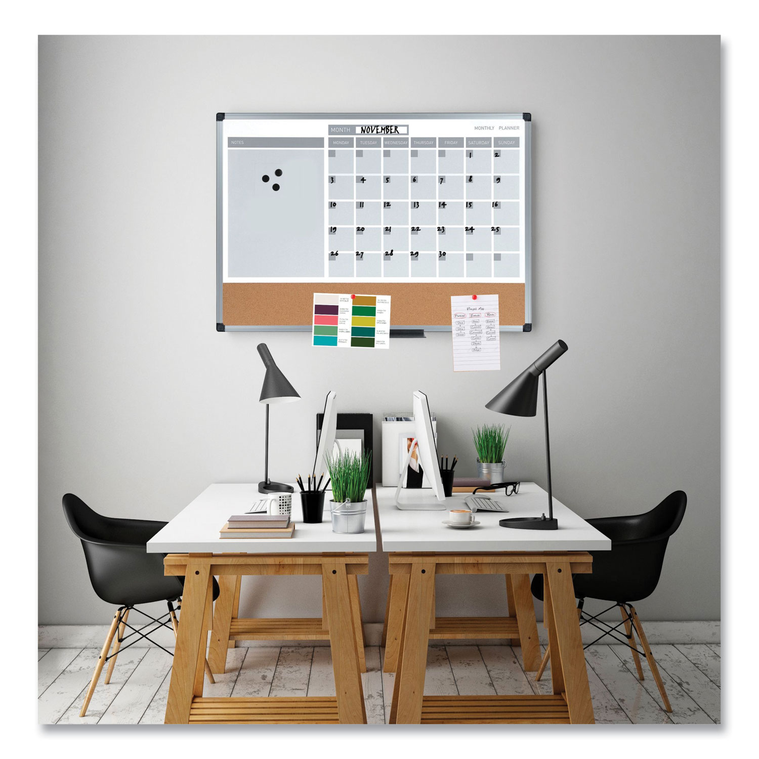 MasterVision 3-in-1 Monthly Dry-Erase Calendar Board