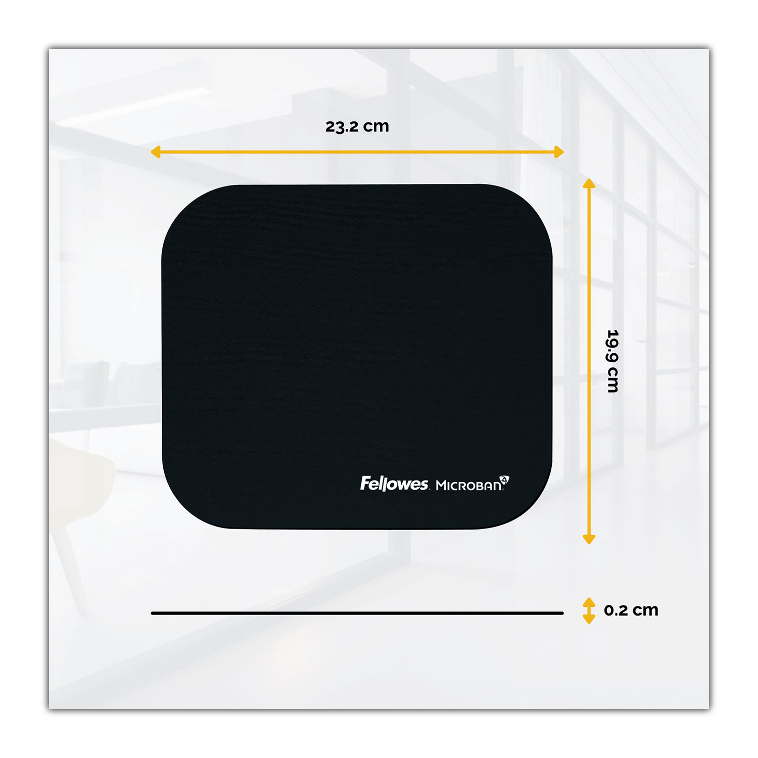 Fellowes® Mouse Pad w/Microban, Nonskid Base, 9 x 8, Black | Quipply