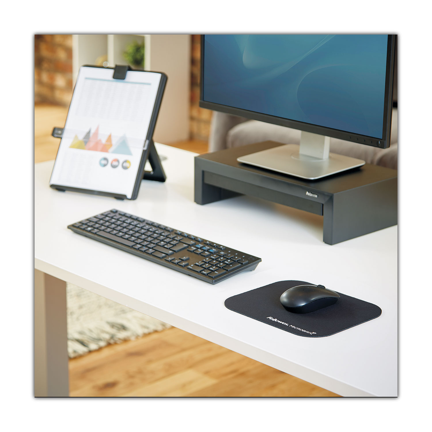 Fellowes® Mouse Pad w/Microban, Nonskid Base, 9 x 8, Black | Quipply
