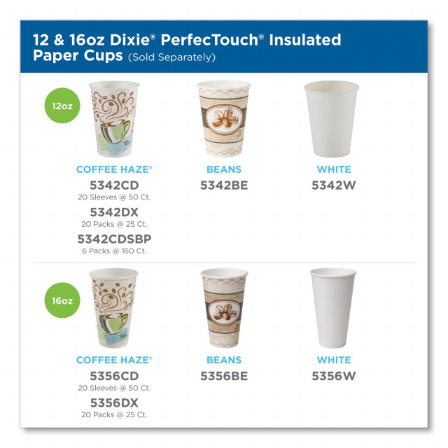 DIXIE PerfecTouch 16 oz. Disposable Paper Cups, Hot Drinks, Coffee