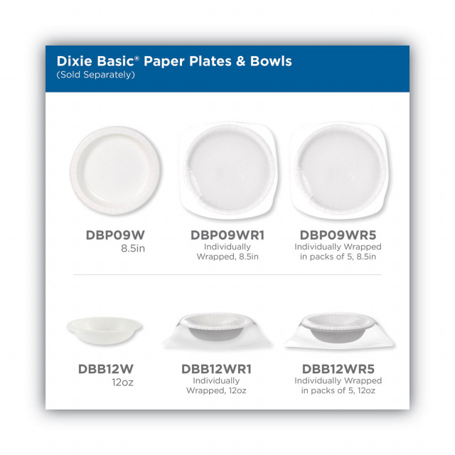 Dixie Paper Bowls, 10 oz Dessert or Light Lunch Size Printed Disposable  Bowls, 36 Count (Pack of 8), White