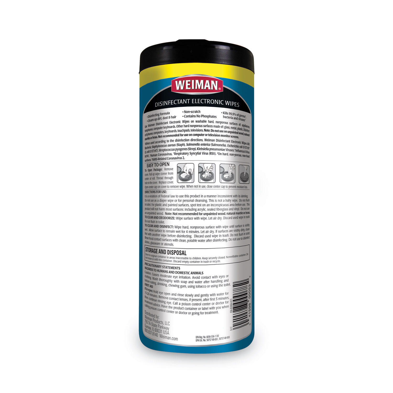 Weiman Leather Wipes, 7in x 8in, Canister Of 30