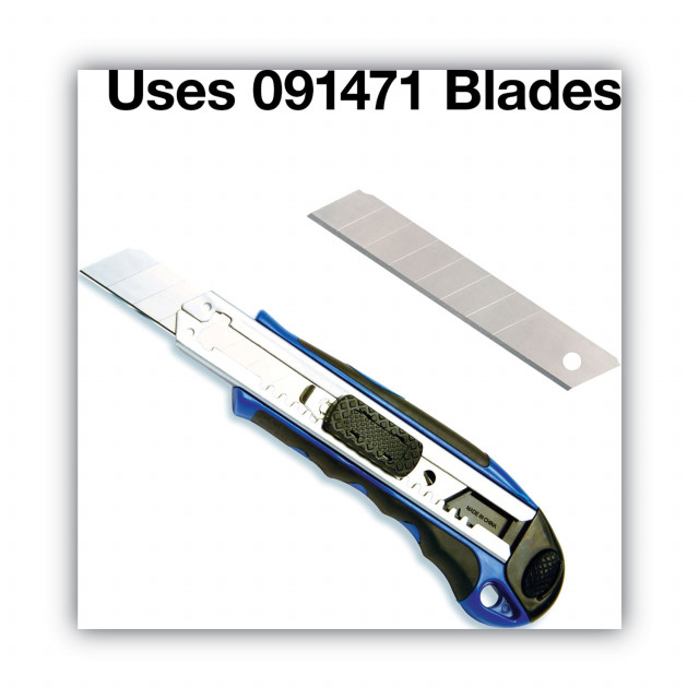 Cosco Steel Blade Plastic Handle Safety Cutter, Blue/Black