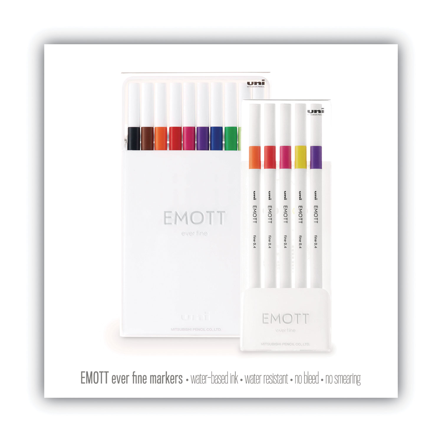 Emott Porous Point Pens, Fine 0.4 mm, Assorted Ink, 5/Pack, Uni-Ball (Ubc24828)
