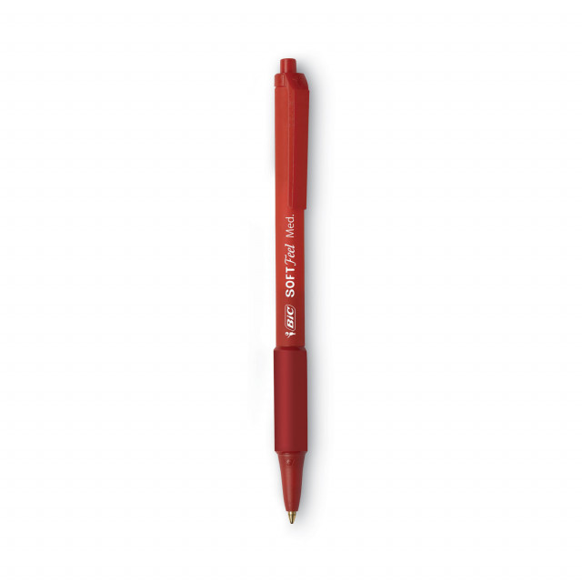 Bic SCSM11RD Soft Feel Ballpoint Retractable Pen, Red Ink, Medium, Dozen