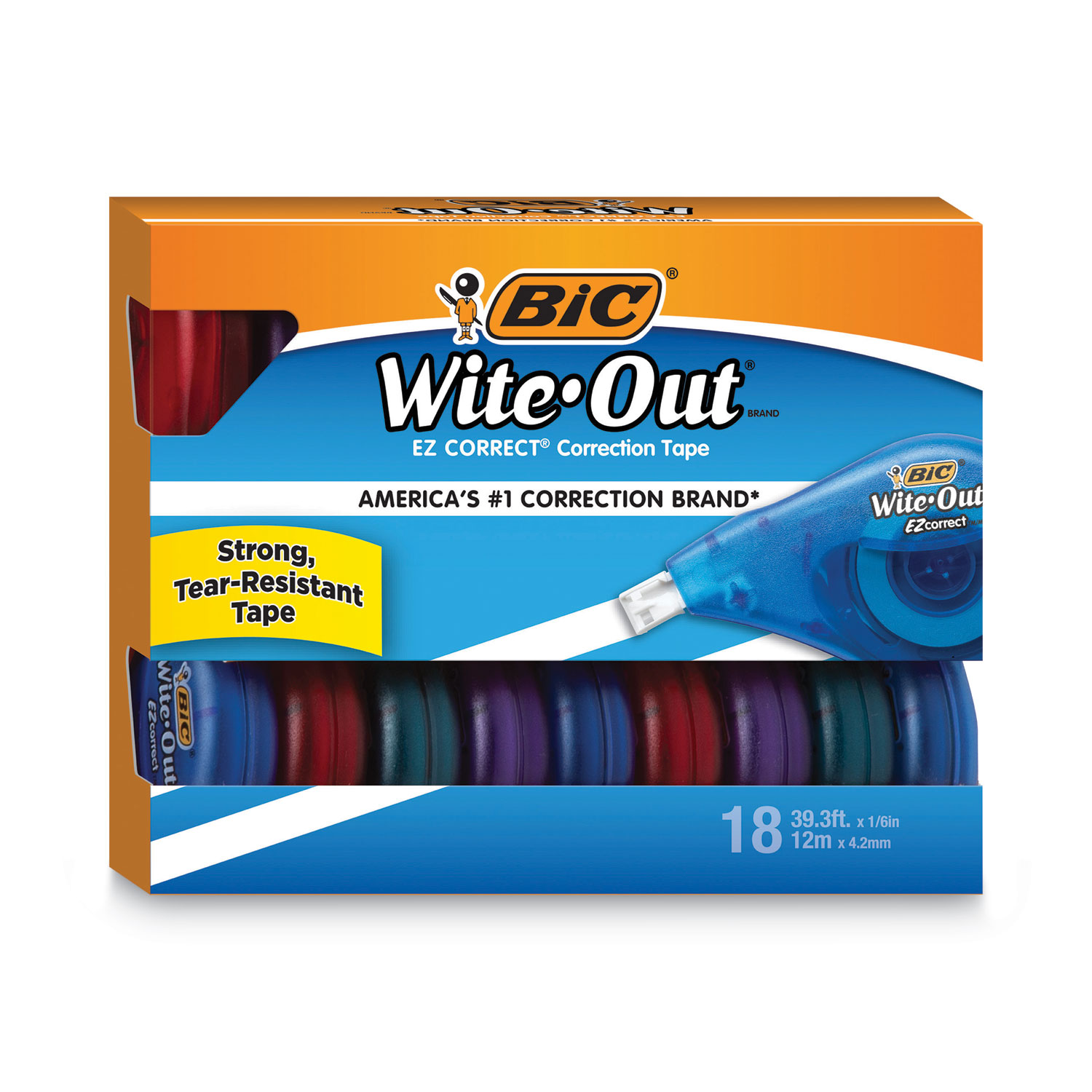 BIC Wite-Out Ez Correct Correction Tape Value Pack, Non-Refillable, 1/6 X  472, 10/box - Mfr Part# WOTAP10