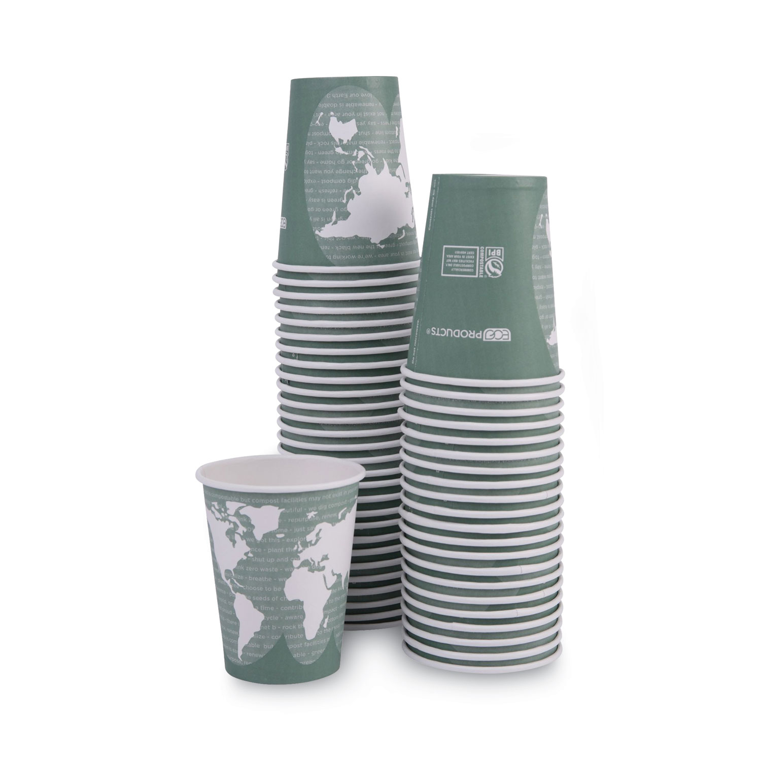 Eco-Products® World Art Renewable and Compostable Hot Cups, 12 oz, 50/Pack,  20 Packs/Carton