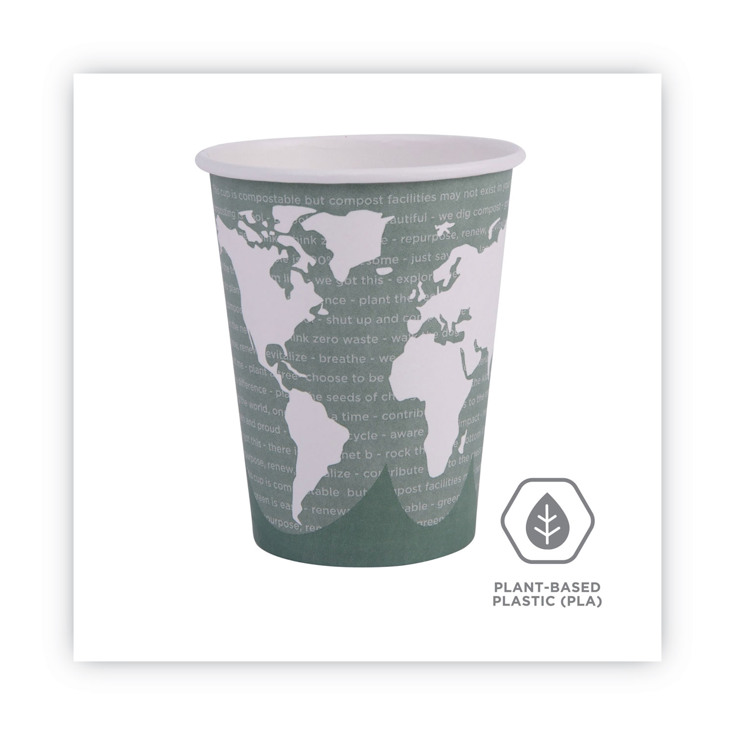 Eco-Products® World Art Renewable and Compostable Hot Cups, 12 oz