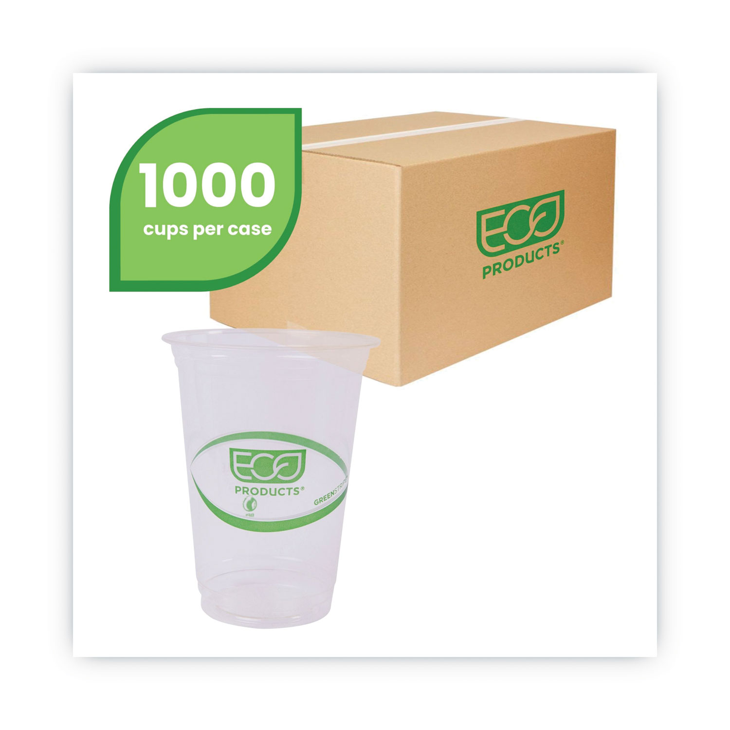 Eco-Products GreenStripe Compostable Disposable Cold Cups, Renewable  Eco-Friendly PLA Plastic Cups, 16 fl oz, Case of 1000