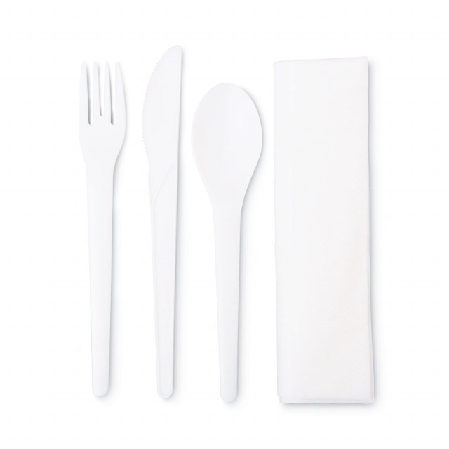 TPLA Compostable Cutlery, Knife/Fork/Spoon/Napkin, 6