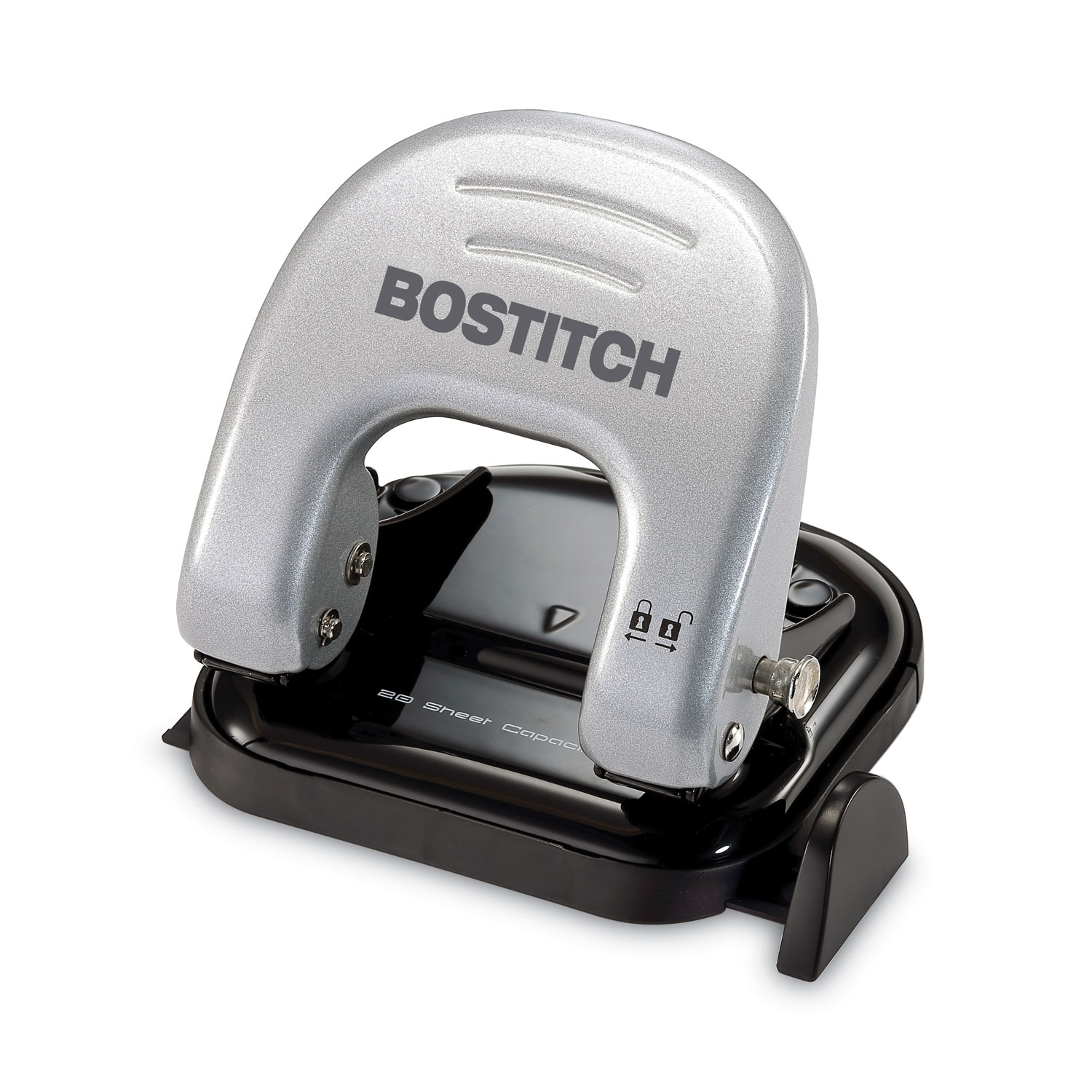 Bostitch EZ Squeeze™ 12 Three-Hole Punch - 3 Punch Head(s) - 12 Sheet -  9/32 Punch Size - 3 x 1.6 - Black, Silver - Filo CleanTech