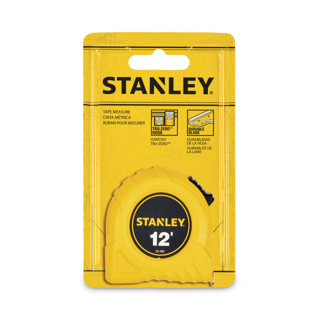 Power Return Tape Measure w/Belt Clip, 0. 12ft, Yellow Power Return Tape Measure w/Belt Clip, 0. 12ft, Yellow