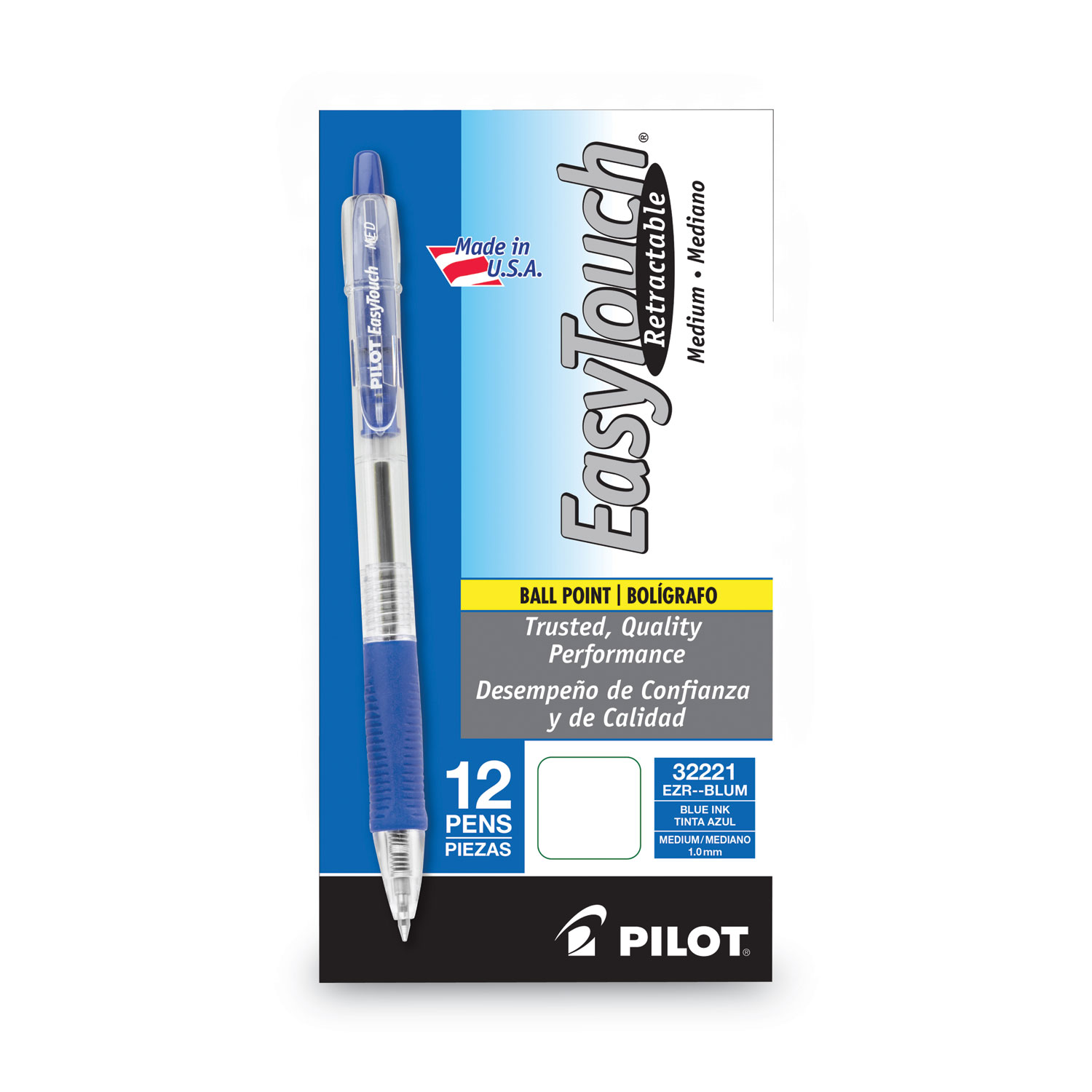 Pen Blue Clear Milan P1 Touch Tip Fine 0 1/32in Retractable Ink Base Oil