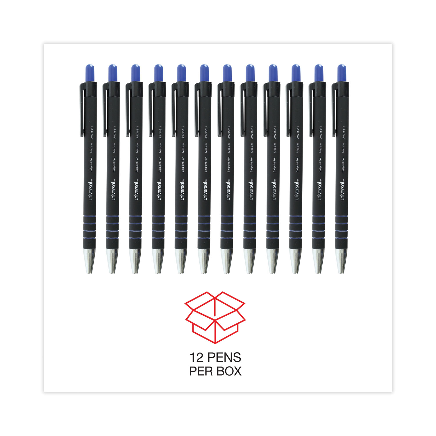 Soft Feel Ballpoint Pen, Retractable, Medium 1 mm, Blue Ink, Blue Barrel,  Dozen - mastersupplyonline