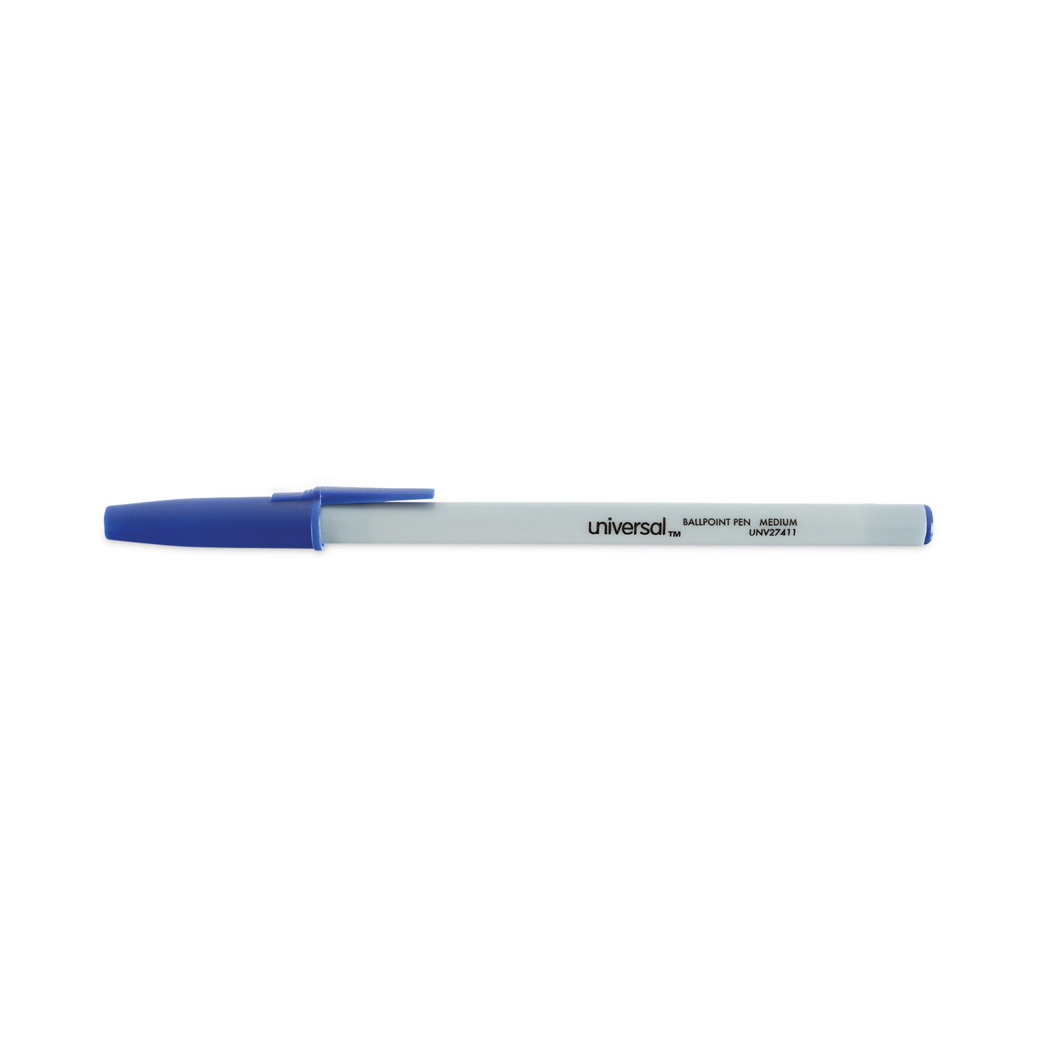 Universal™ Ballpoint Pen, Stick, Medium 1 mm, Blue Ink, Gray