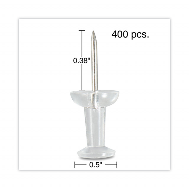 Universal Clear Push Pins, Plastic, 3/8, 400/Pack