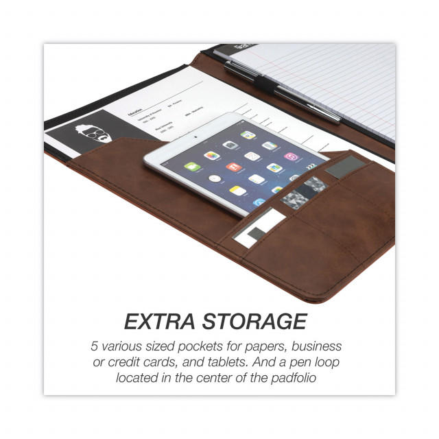 Skittz PU Leather Zippered Padfolio Organizer - iPad Tablet Portfolio