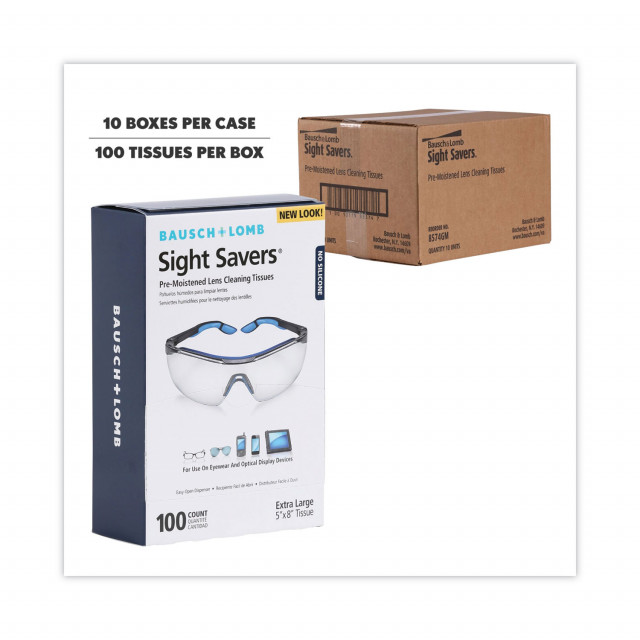 Sight Savers Premoistened Lens Cleaning Tissues, 8 x 5, 100/Box, 10 Box/Carton