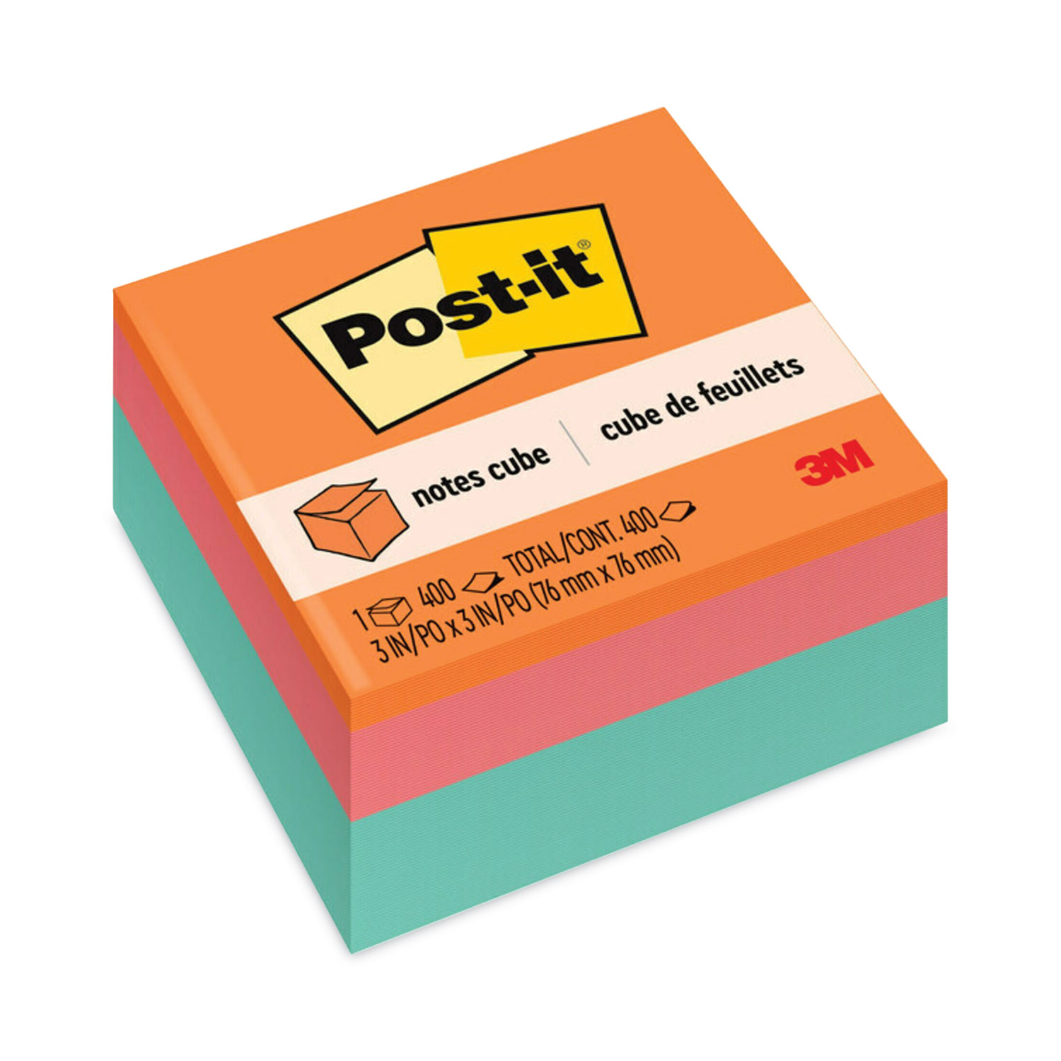 Post-it® Notes Cube 656, Pastel, 50 mm x 76 mm x 225 sheet, 9 Pack