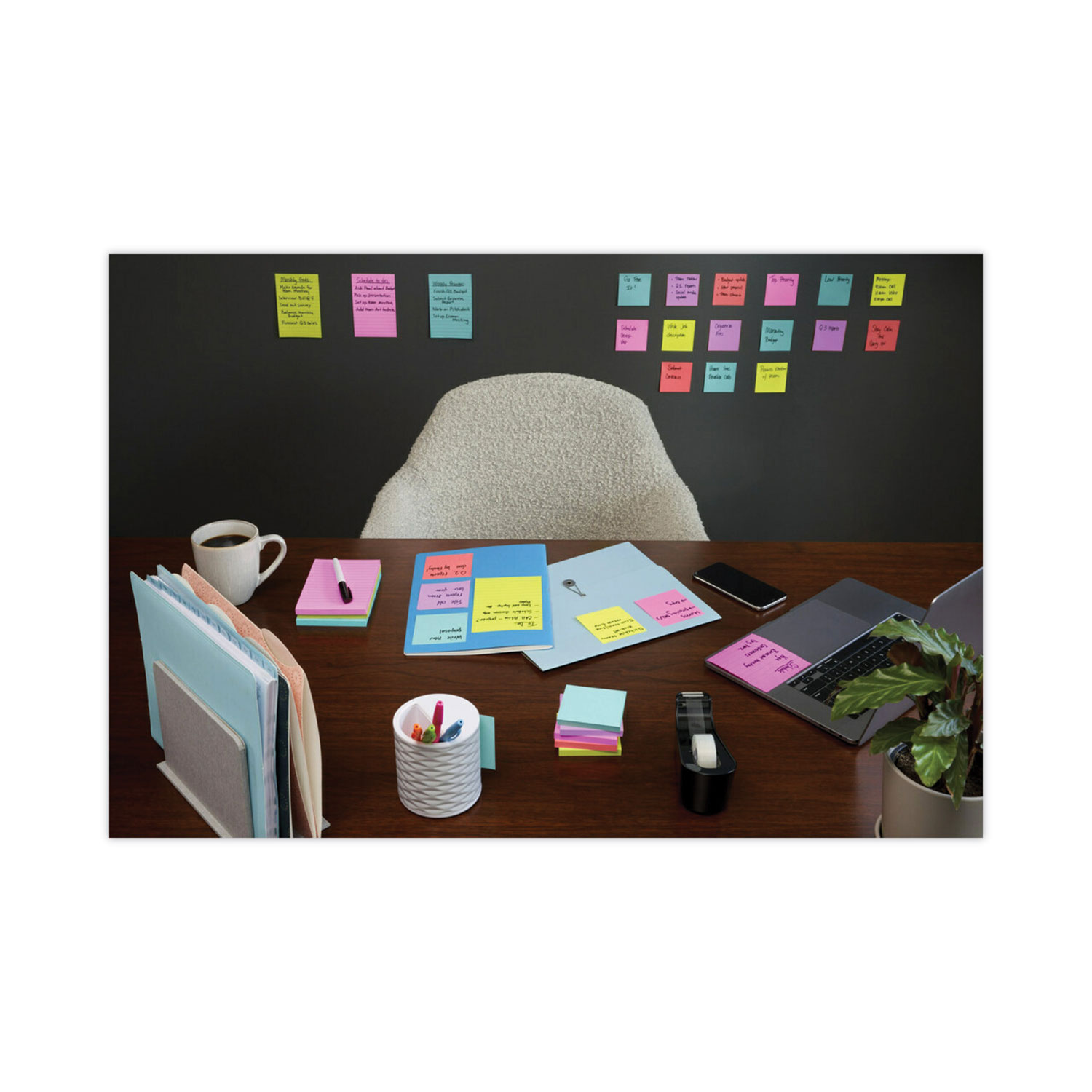 Post-it® Notes Super Sticky Pads in Supernova Neon Colors, (6) Unruled 2 x  2, (5) Unruled 3 x 3, (4) Note Ruled 4 x 4, 45 Sheets/Pad, 15 Pads/Set