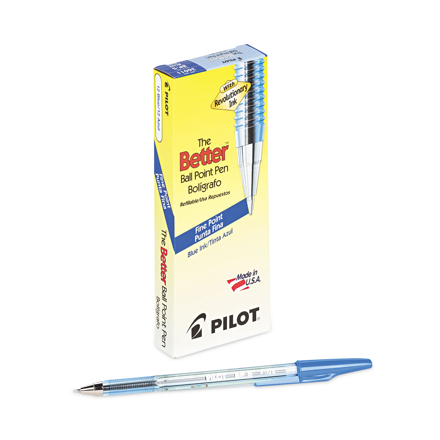 Pilot® Better Ballpoint Pen, Stick, Fine 0.7 mm, Blue Ink