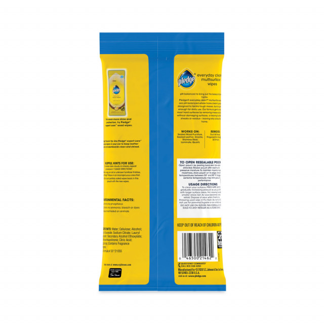 Pledge® Multi-Surface Cleaner Wet Wipes, Cloth, 7 x 10