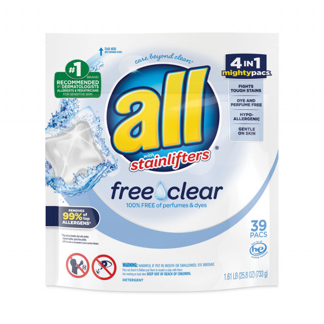 Mighty Pacs Free and Clear Super Concentrated Laundry Detergent, 39/Pack, 6 Packs/Carton Mighty Pacs Free and Clear Super Concentrated Laundry Detergent, 39/Pack, 6 Packs/Carton