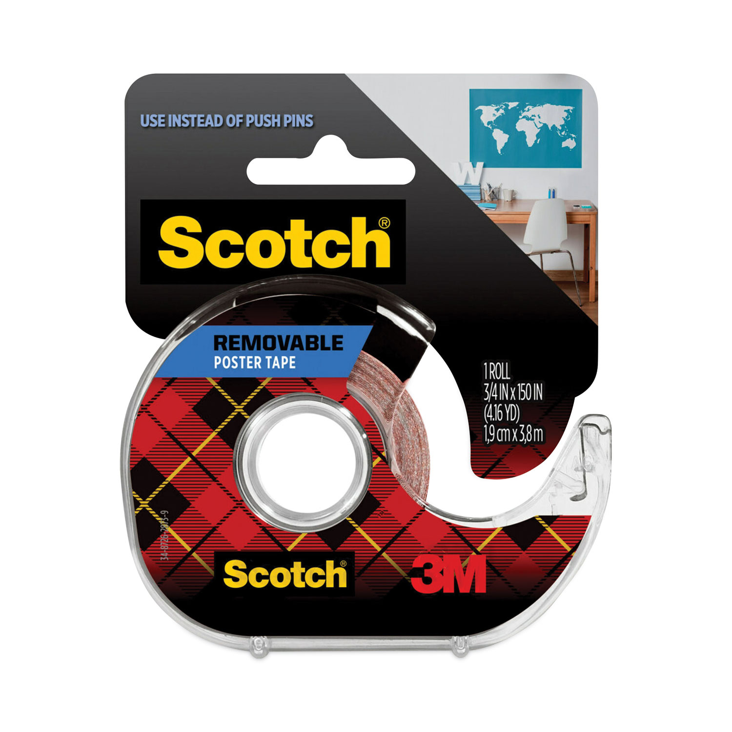Scotch Wall-Safe Tape, 1 Core, 0.75 X 66.66 Ft, Clear, 6/Pack