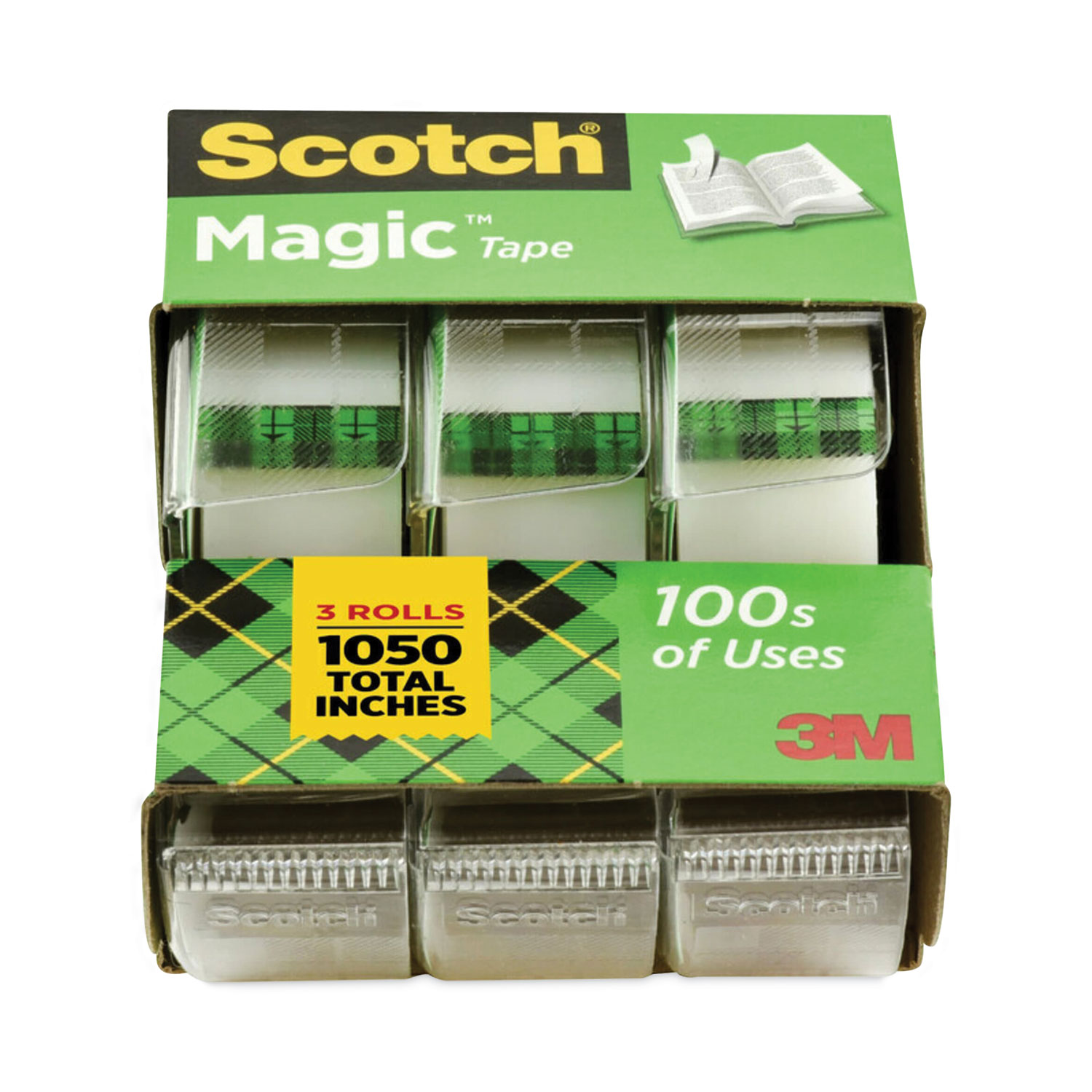 Scotch Magic Tape Dispenser by Karim Black W/7 Refill Tape Rolls..Tape  Bundle