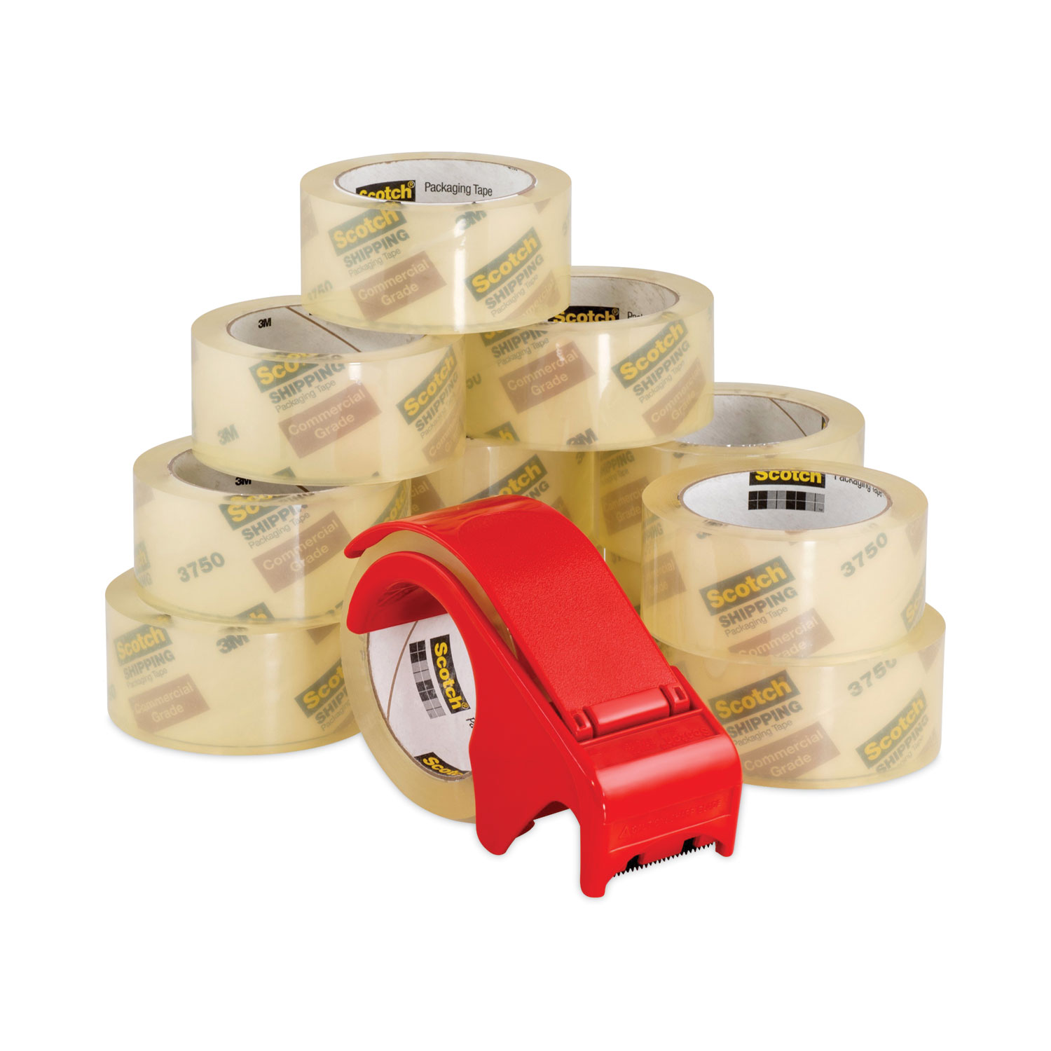 3850 Heavy-Duty Packaging Tape with Dispenser, 1.5 Core, 1.88 x 66.66 ft,  Clear, 6/Pack