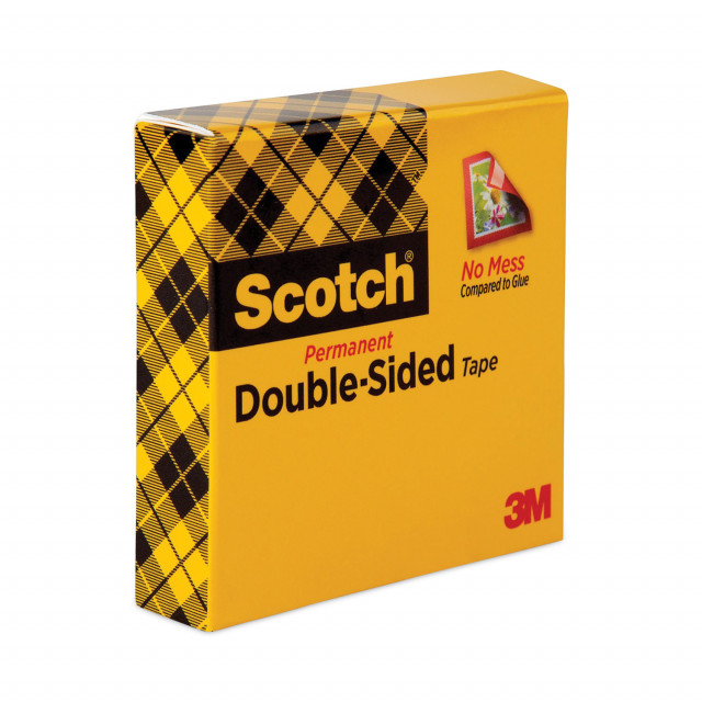 Scotch Double-Sided Tape, 1 Core, 0.5 x 75 ft, Clear