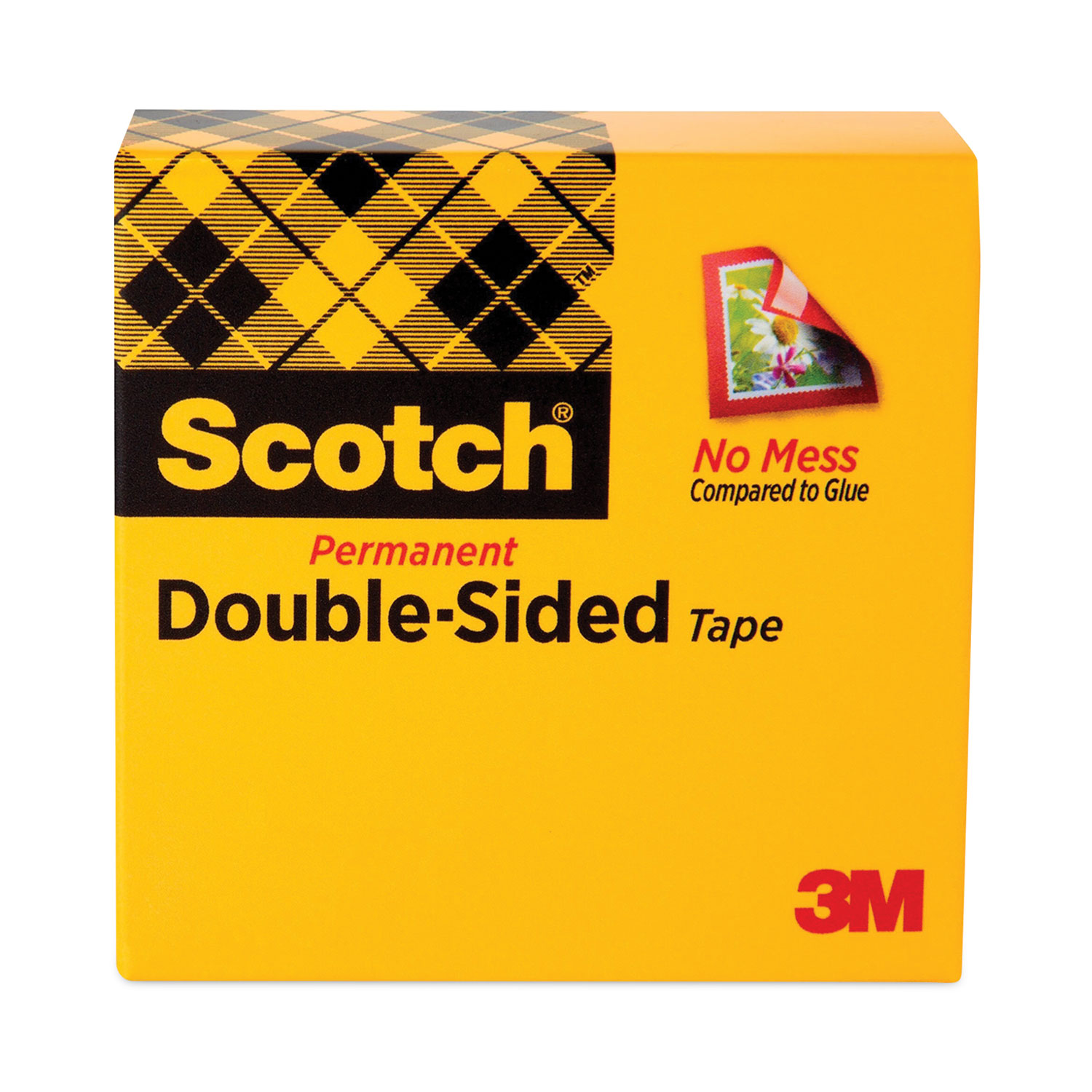 Scotch® Double-Sided Tape, 1 Core, 0.5 x 75 ft, Clear