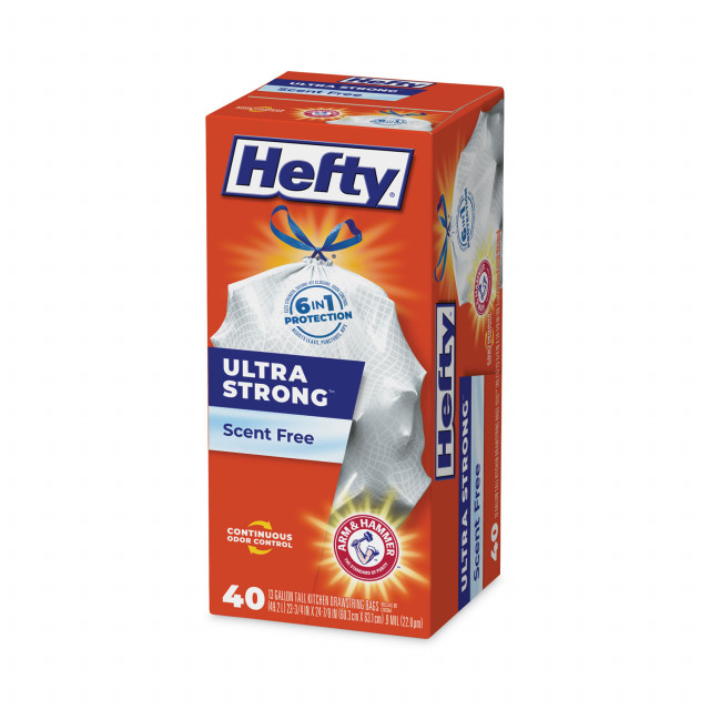 Hefty Ultra Strong Scent Free Tall Kitchen 13 Gallon Drawstring Trash Bags