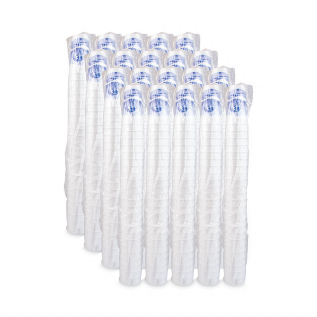 Dart Foam Drink Cups, 16 oz, White, 20/Bag, 25 Bags/Carton