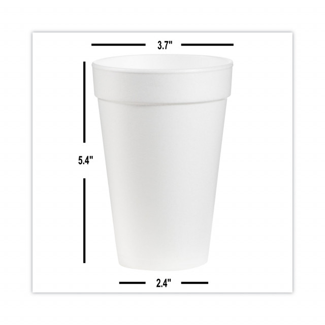 Dart® Foam Drink Cups, 16 oz, White, 20/Bag, 25 Bags/Carton