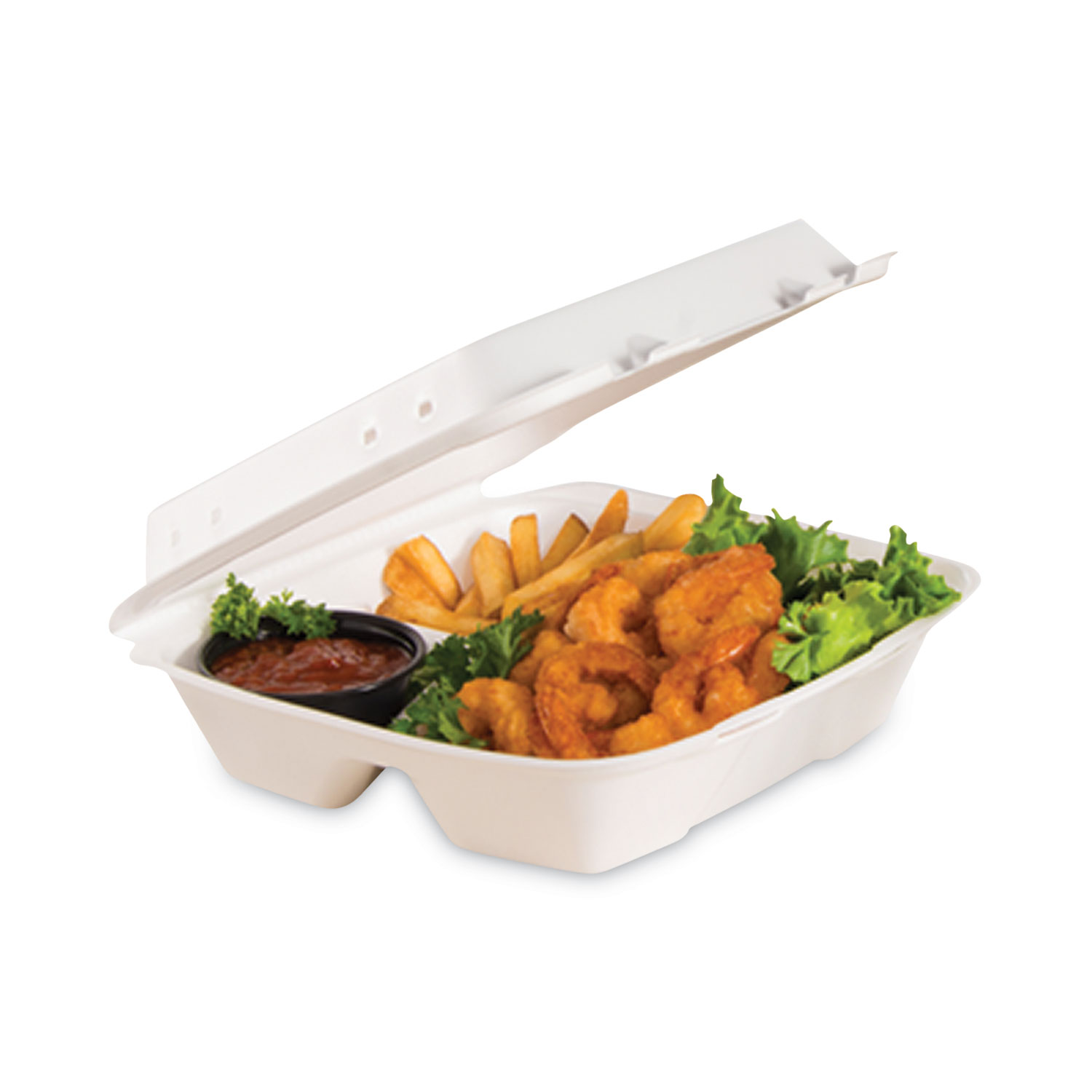 Dart® Foam Hinged Lid Container, x 100/Pack, Packs/Carton 2 Lid, Vented | White, 9 9.4 3, x Quipply
