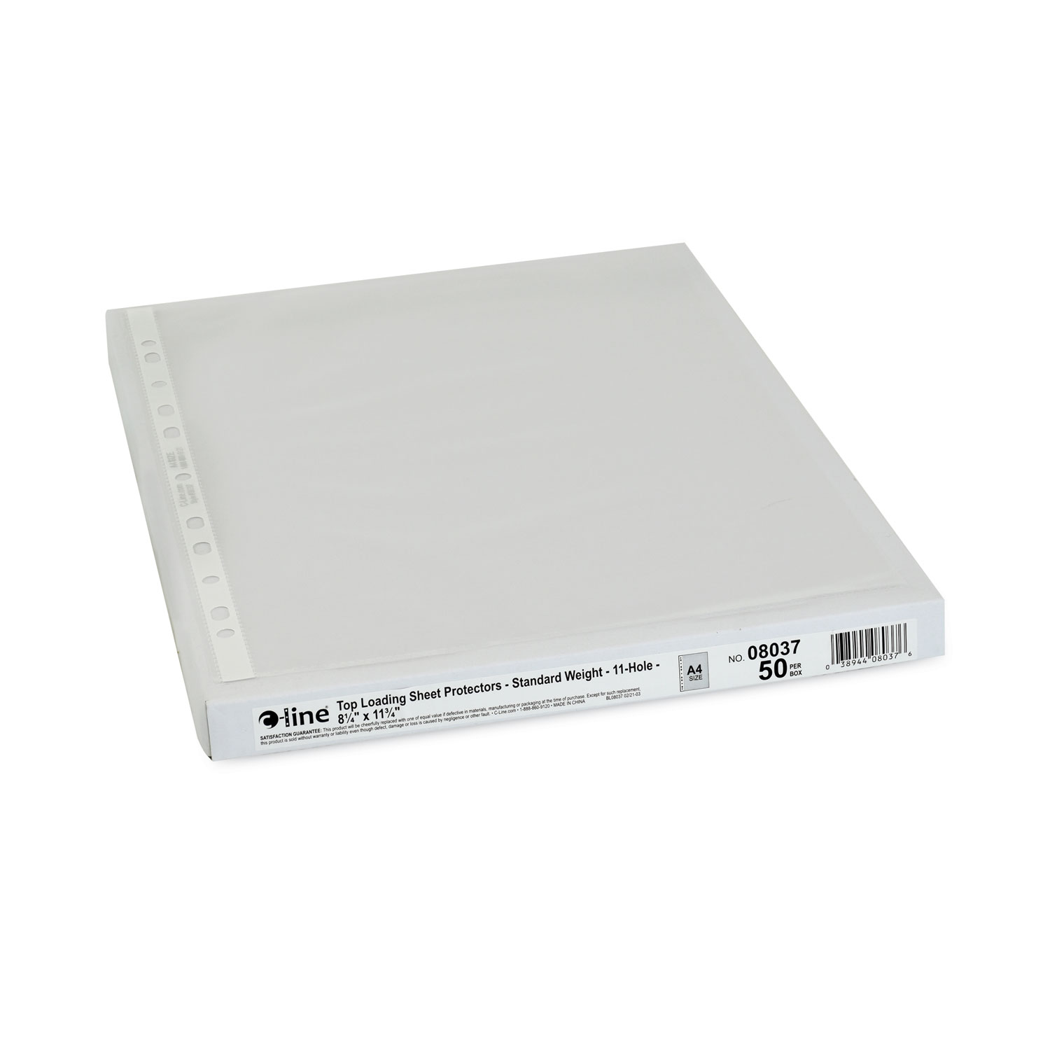 C-Line Standard Weight Polypropylene Sheet Protector, Clear, 11 x 8 1/2, 100/