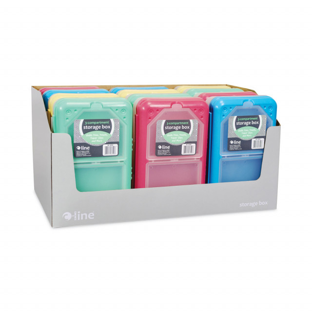 Storage Box, 5.43 x 8.25 x 2.43, Seafoam Green, Seaside Blue, Sunset Red, Sunny Yellow, 12/Carton