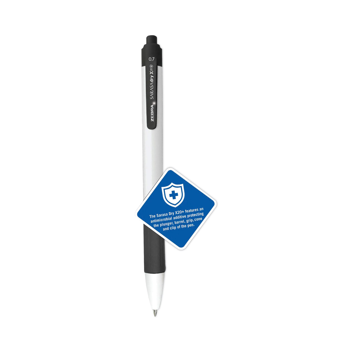 Zebra® Sarasa Dry X20+ Gel Pen, Retractable, Fine 0.7 mm, Black