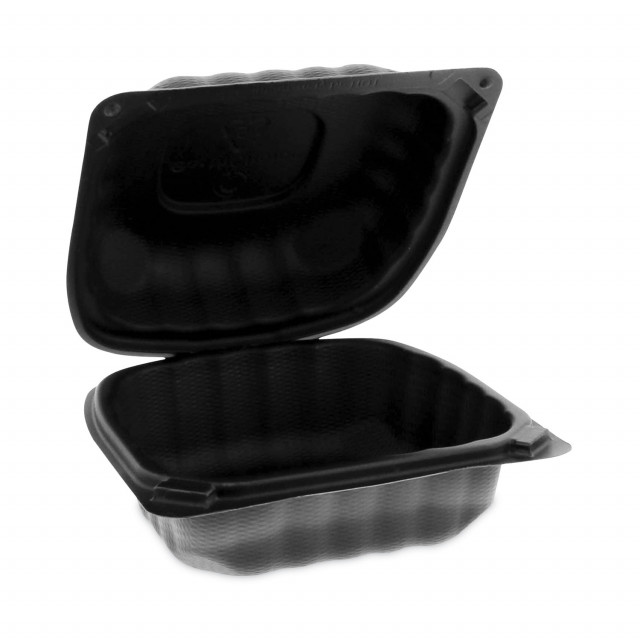 Choice 9 x 6 x 3 Microwaveable 1-Compartment Black / Clear Plastic  Hinged Container - 25/Pack