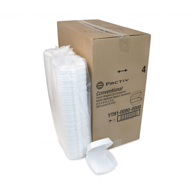 Pactiv 3 Compartment Foam Food Containers, White, 150 Food Containers (For-2328)