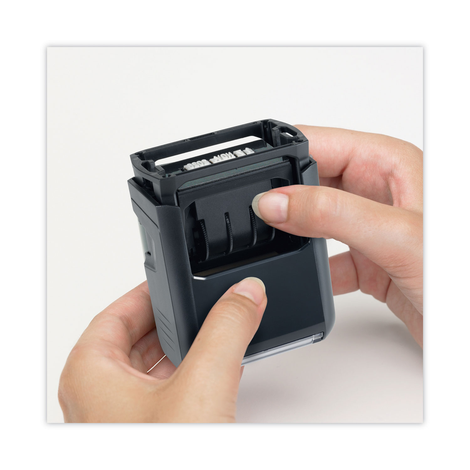 Trodat Economy 5-in-1 Micro Date Stamp, Self-Inking, 3/4 x 1, Blue/Red