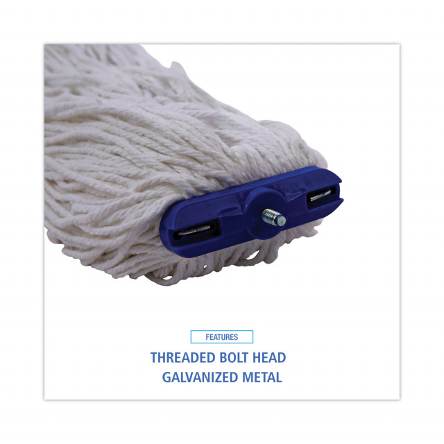 Boardwalk® Cut-End Lie-Flat Wet Mop Head, Rayon, 16oz, White, 12