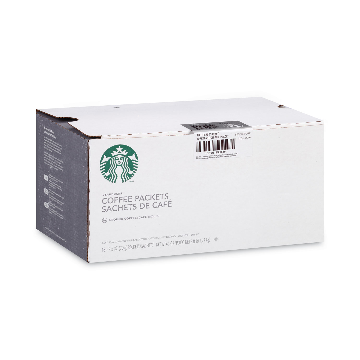 Starbucks® Coffee, Pike Place, 2.5oz, 18/Box