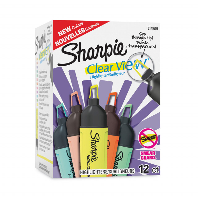 (2) Sharpie Clear View 6PK Multicolored Chisel Tipped Stick Highlighters  for sale online