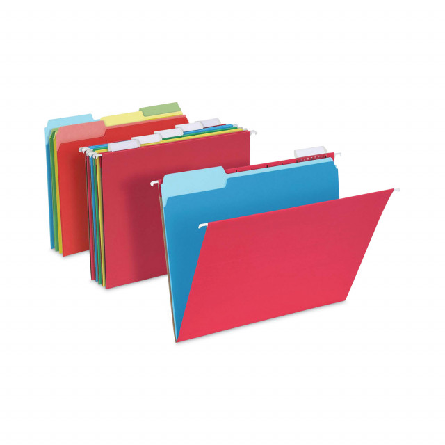 Pendaflex Teacher's Hanging File Folder Combo Kit, Letter size, Assorted Colors, (25) 1/5-Cut Hanging Folders,(50) 1/3-Cut File Folders