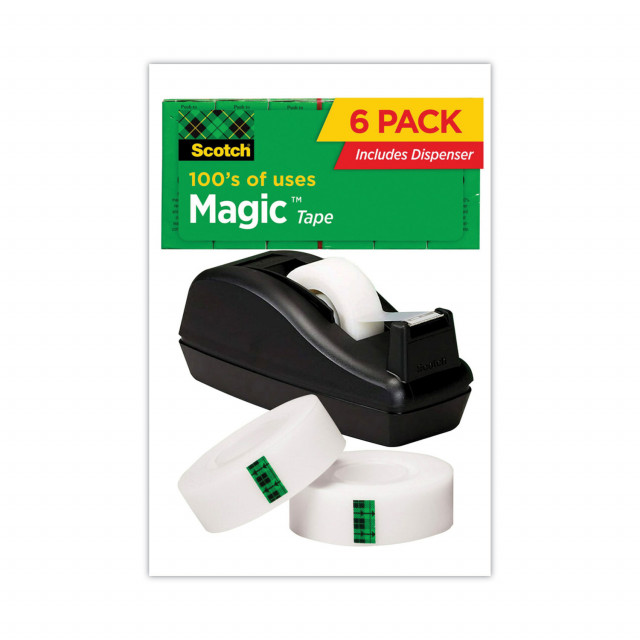 Scotch Magic Tape Desktop Dispenser Value Pack, 1 Core, 0.75 x 83.33 ft, Clear (MMM810C40BK)