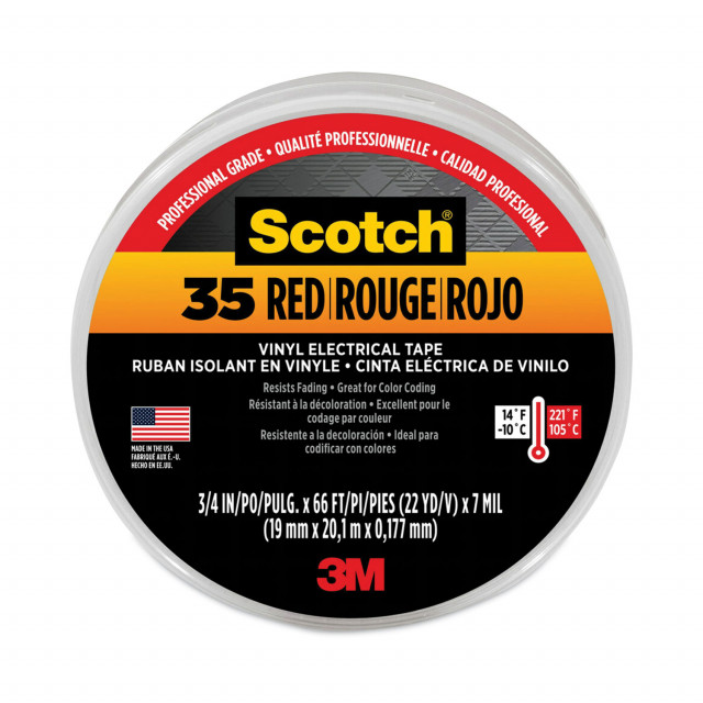Scotch 27 Electrical Tape, 66 ft L, 1/2 in W, Cloth Backi